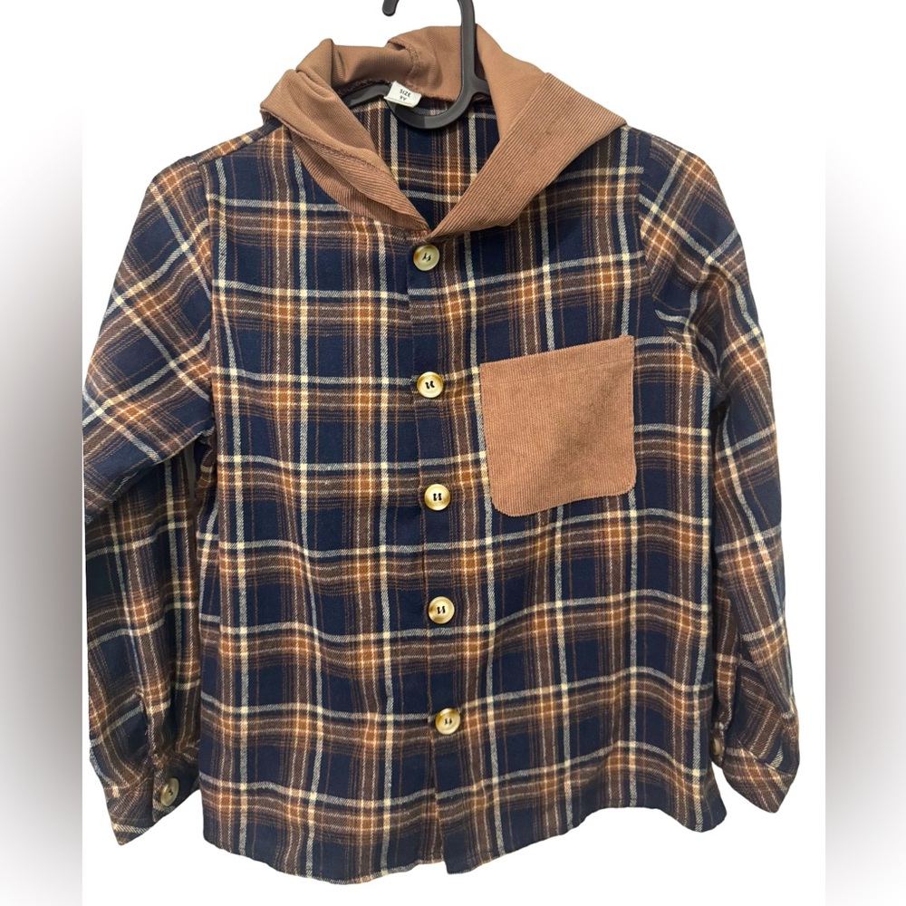 Boys Plain Thin Long Sleeve Shirt W/ Hood Size 9Y